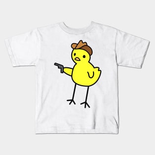 Chicken holding a gun Kids T-Shirt